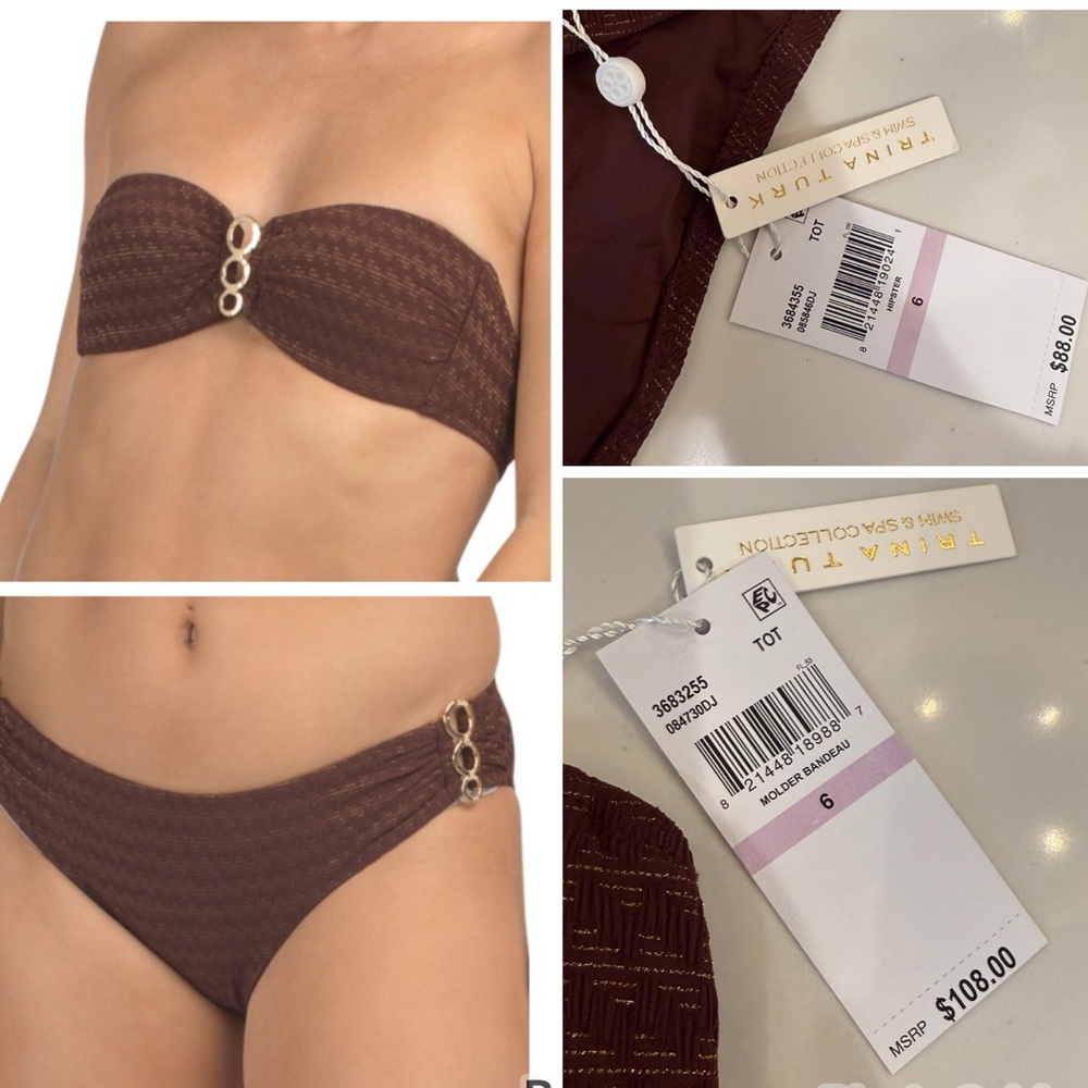 NWT Trina Turk bikini sz 6 
Brown with gold threads